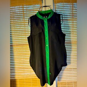 J. Crew Navy and Green Sleeveless Top